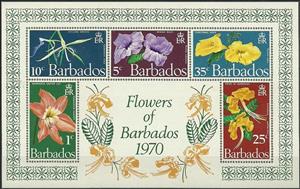 Souvenir Sheet, Native flowers - souvenir sheet, Barbados,  , Flowers, Orchids, Plants (Flora)