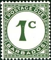 Stamp, Large Numeral, Barbados,  