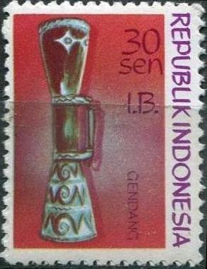 Stamp, Drum (3 tiered base), Indonesia,  