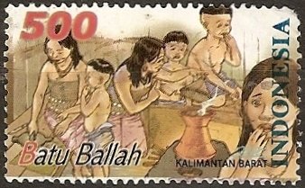 Stamp, Folk Tales - Batu Ballah, Indonesia,  