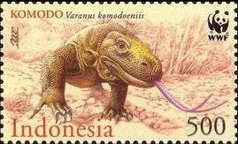 Stamp, Komodo Dragon (Varanus komodoensis), Indonesia,  , WWF, Reptiles