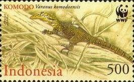 Stamp, Komodo Dragon (Varanus komodoensis), Indonesia,  , WWF, Reptiles