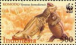 Stamp, Komodo Dragon (Varanus komodoensis), Indonesia,  , WWF, Reptiles