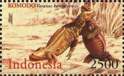 Stamp, Komodo Dragon (Varanus komodoensis), Indonesia,  , WWF, Reptiles