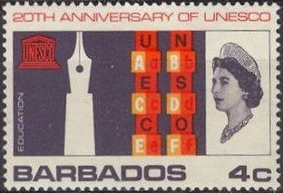 Stamp, 20th Anniversary of UNESCO - Education, Barbados,  , UNESCO