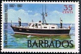 Stamp, With Motor Launch, Barbados,  , Motorboats