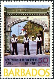 Stamp, Centenary of Bridgetown Harbor Police, Barbados,  , Police