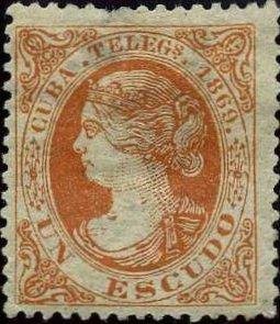 Stamp, Isabel II, Cuba,  