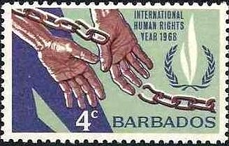 Stamp, Flame, Hands and Chain, Barbados,  , Hands