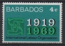 Stamp, ILO Emblem, Barbados,  