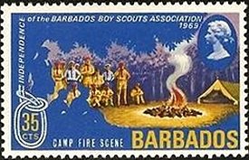 Stamp, Campfire, Barbados,  , Scouting