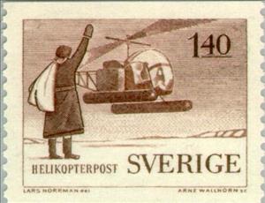 Stamp, Sea and Helicopter Mail, Sweden,  , Vehicles, Postal Services, Postal Traffic, Helicopters, Aviation