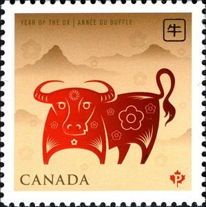 Stamp, Year of the Ox, Canada,  , Chinese New Year, Chinese Zodiac