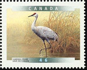 Stamp, Sandhill Crane (Grus canadensis), Canada,  , Birds, Animals (Fauna), Cranes (Birds)