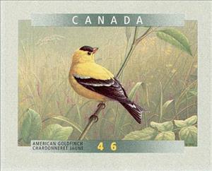 Stamp, American Goldfinch (Carduelis tristis), Canada,  , Birds, Animals (Fauna)