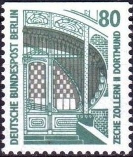 Stamp, Main entrance to the colliery Zollern II, Dortmund, Berlin,  