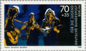 Stamp, Trio of guitar, mandolin and recorder, Berlin,  , Music, Musical Instruments, Children