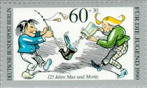 Stamp, But Moritz from his pocket pulls the gun powder flask, Berlin,  , Drawings, Children