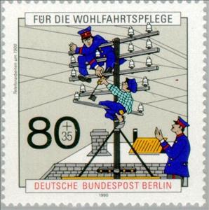 Stamp, Phone works (approx. 1900), Berlin,  , Telephony, Professions