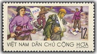 Stamp, Militia with captured US pilot, Vietnam,  