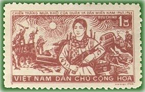 Stamp, Liberation fighter with captured war materials, Vietnam,  