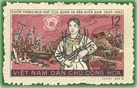 Stamp, Liberation fighter with captured war materials, Vietnam,  