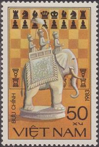 Stamp, Elephant 1, Vietnam,  , Chess, Elephants