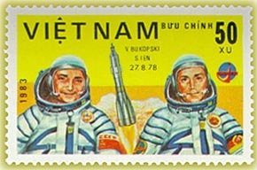 Stamp, P. Klimuk and Miroslaw Hermaszewski, Vietnam,  , Space Traveling, Spacecrafts, Astronauts, Rockets