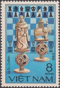 Stamp, Elephant 3, Vietnam,  , Chess, Elephants