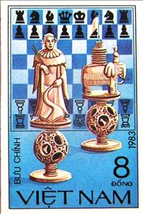 Stamp, Elephant 3, Vietnam,  , Chess, Elephants