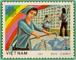 Stamp, Mail sorting room, Vietnam,  , Postal Services, Communication, International Years, Letters (Mail)