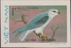 Stamp, Black-winged Kite (Elanus caeruleus), Vietnam,  , Birds, Birds of Prey