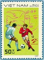 Stamp, Ball at bottom center, Vietnam,  , Football (Soccer)