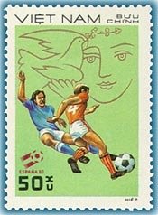 Stamp, Ball at bottom right, Vietnam,  , Football (Soccer)