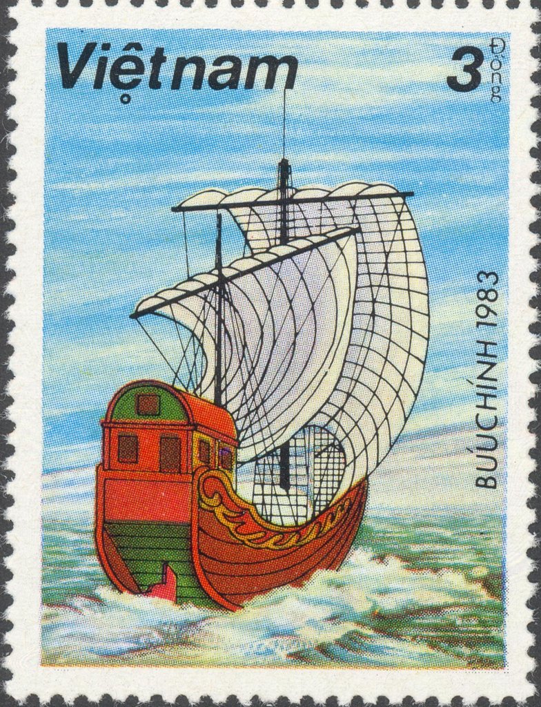 Junk with white sails
