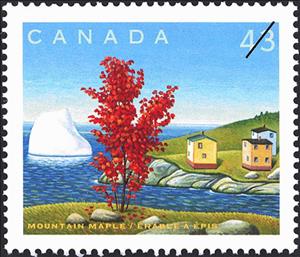 Stamp, Mountain Maple, Canada,  , Landscapes, Trees, Plants (Flora)