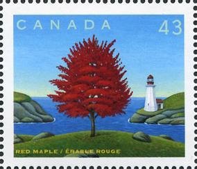 Stamp, Red Maple, Canada,  , Landscapes, Trees, Lighthouses, Plants (Flora)