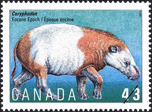 Stamp, Coryphodon, Eocene Epoch, Canada,  , Mammals, Prehistorical Animals, Animals (Fauna)