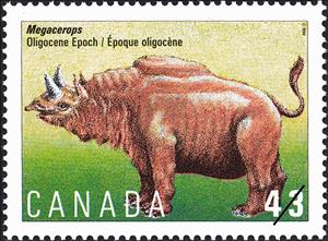 Stamp, Megacerops, Oligocene Epoch, Canada,  , Mammals, Prehistorical Animals, Animals (Fauna)