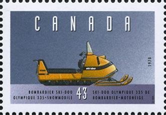 Stamp, Bombardier Ski-Doo Olympique 335, 1970, Snowmobile, Canada,  , Vehicles