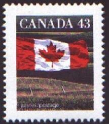 Stamp, Canadian Flag over Field, Canada,  , Landscapes, Flags
