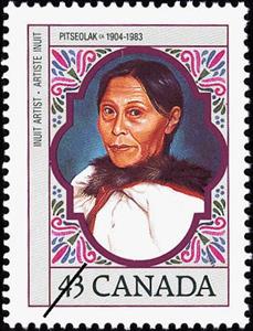 Stamp, Pitseolak, circa 1904-1983, Inuit Artist, Canada,  