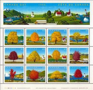 Mini Sheet, Maple trees, Canada,  , Landscapes, Trees, Plants (Flora)