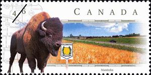 Stamp, Yellowhead Highway, Manitoba - Bison (Bison bison), Canada,  , Mammals, Bisons, Animals (Fauna)