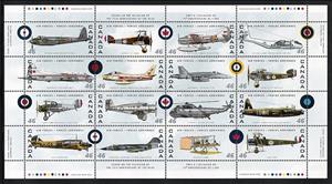 Mini Sheet, Pane of 16, Canada,  , Aviation, Air Forces, Aircrafts