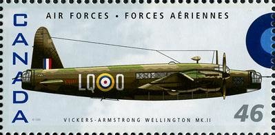 Stamp, Vickers Armstrong Wellington MK II, Canada,  , Aviation, Air Forces, Aircrafts