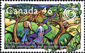 Stamp, International Year of Older Persons, Canada,  