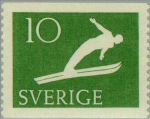 Stamp, Athletic Federation, Sweden,  , Sport, Skiing, Winter Sports, Ski-jump, Anniversaries and Jubilees