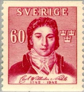Stamp, Scheele, Carl Wilhelm, Sweden,  , Famous People, Commemoration, Healthcare, Изобретатели, Chemists