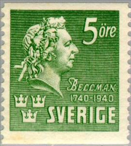 Stamp, Bellman, Carl Michael, Sweden,  , Famous People, Commemoration, Music, Composers, Musicians